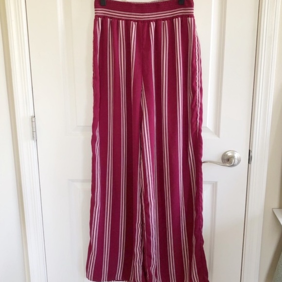 Forever21 wide legged pants maroon striped M - Picture 11 of 11